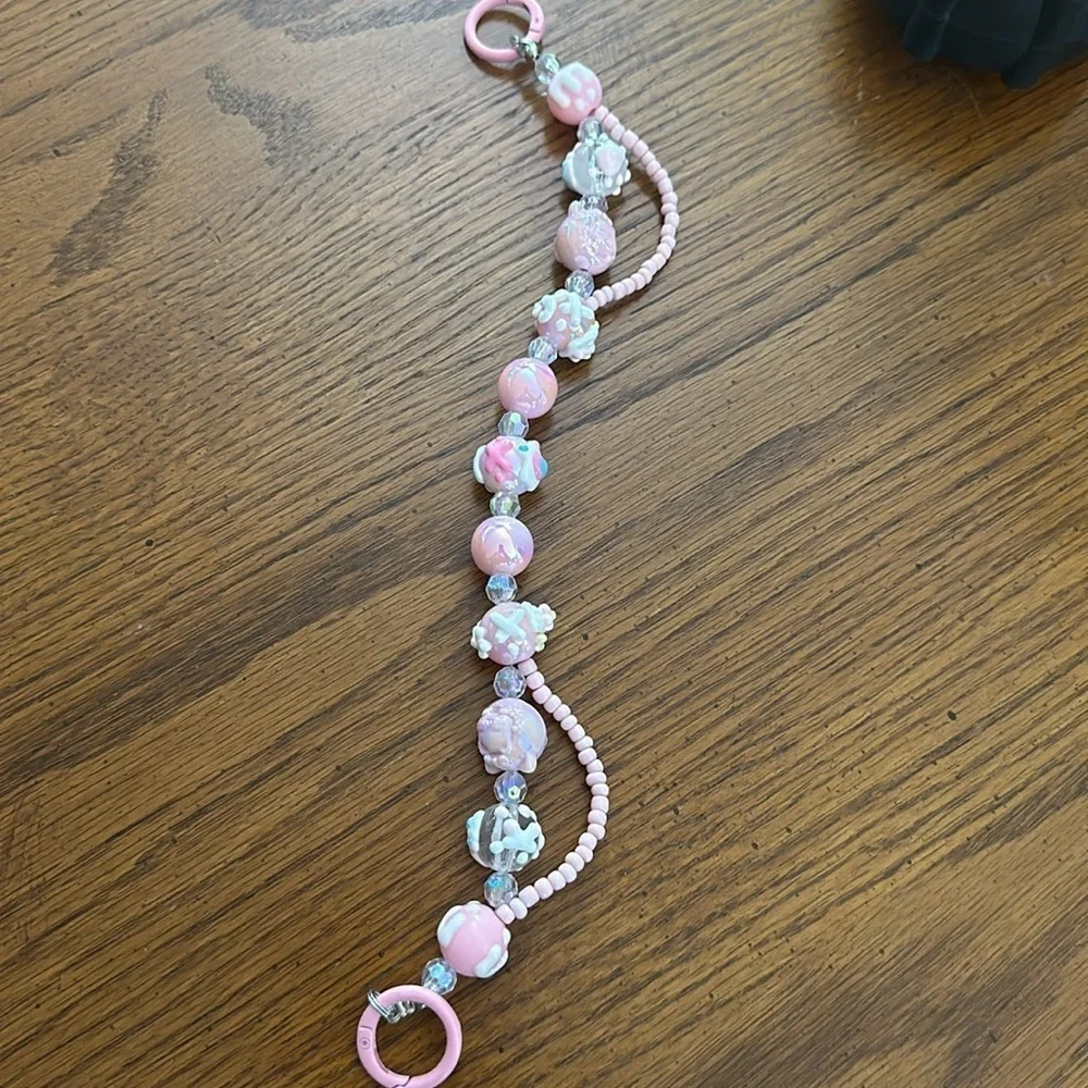 Beaded charm keychain